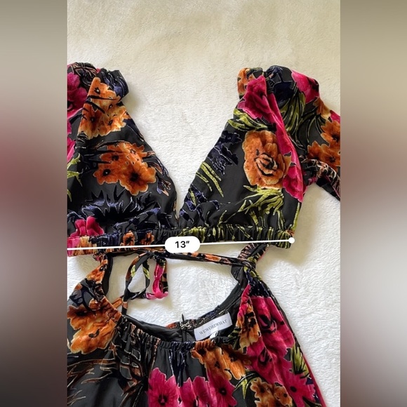 WeWoreWhat Velvet Flocked Cut Out Mini Dress Black Multi Size M - Picture 7 of 15